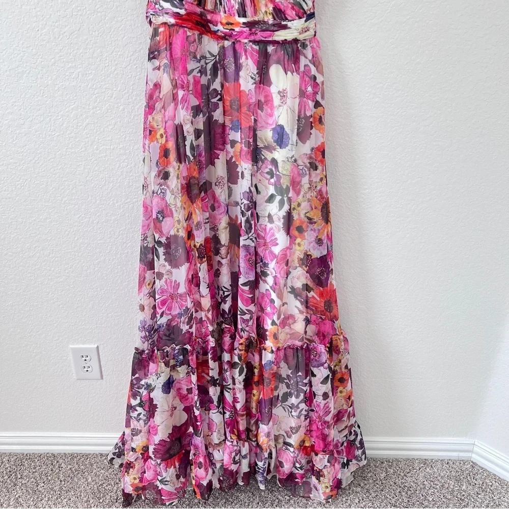 NEW Mac duggal white pink red Floral gown size 10 - Picture 5 of 13
